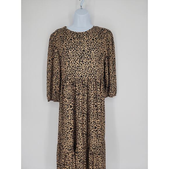 Pull & Bear Leopard Print Tiered Maxi Dress Women’s Size Small - Picture 4 of 11